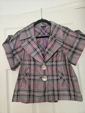 Vintage Searle Pink Plaid Short-Sleeve Top - Size 6
